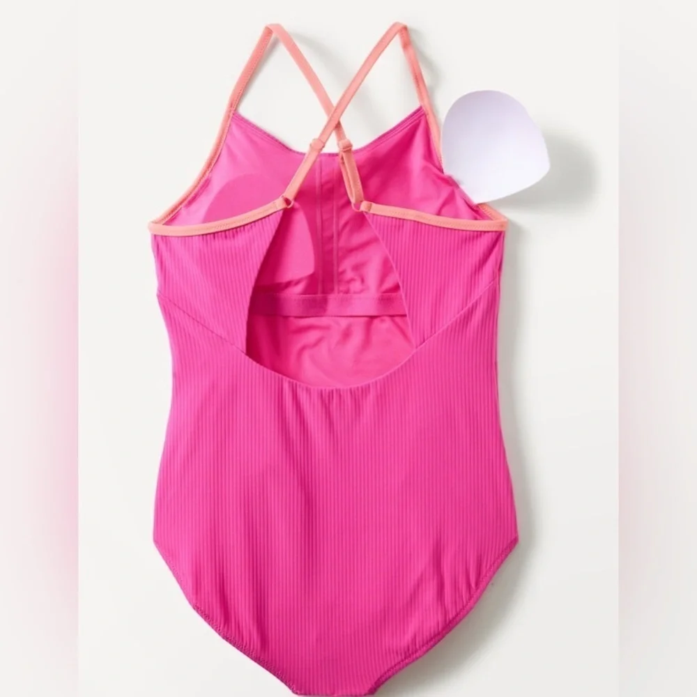 NWT Athleta Girl Adjustable One Piece Pop Pink Swimsuit size XL/14